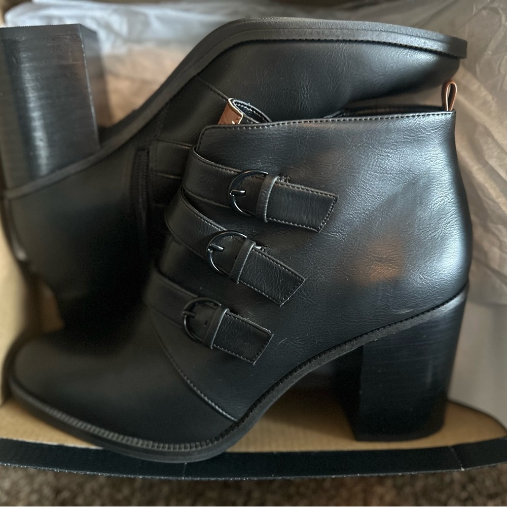 Dr. Scholl's Black Ankle Booties with Buckle Detail